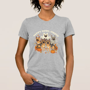 German Shepherd Ghost Halloween Howl-Oween Design_ T-Shirt