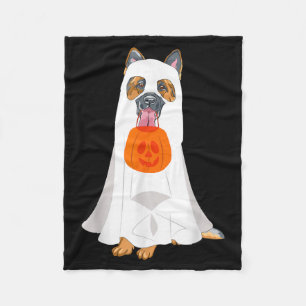 German Shepherd Ghost Pumpkin Halloween Fall Dog Fleece Blanket