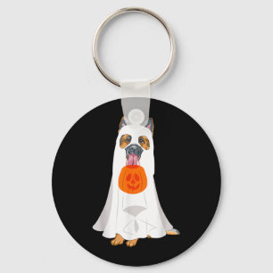 German Shepherd Ghost Pumpkin Halloween Fall Dog Key Ring