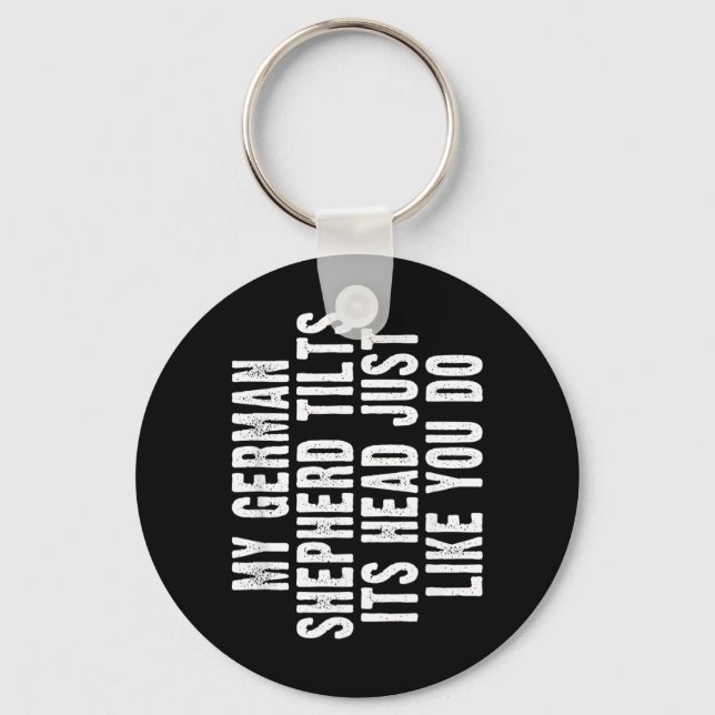 German Shepherd Gift Tilt Head Dog Cute Funny Key Ring (Front)