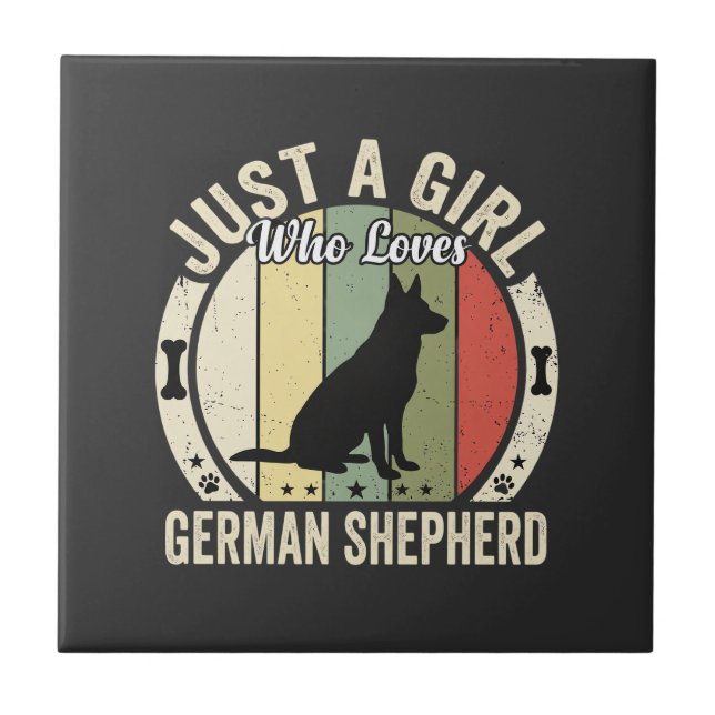 German Shepherd Girl Dog Lover Design (2)_1 Ceramic Tile (Front)