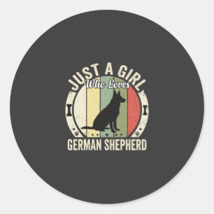 German Shepherd Girl Dog Lover Design (2)_1 Classic Round Sticker
