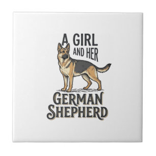German Shepherd Girl Shirt Vintage Dog Lover Desig Ceramic Tile