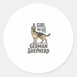 German Shepherd Girl Shirt Vintage Dog Lover Desig Classic Round Sticker