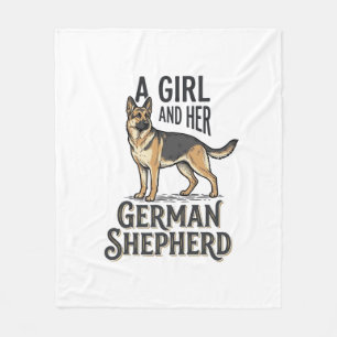 German Shepherd Girl Shirt Vintage Dog Lover Desig Fleece Blanket