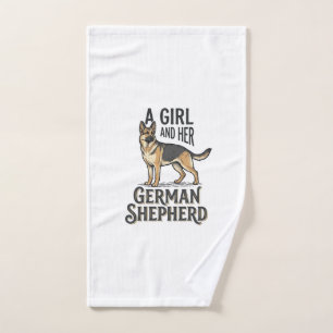 German Shepherd Girl Shirt Vintage Dog Lover Desig Hand Towel