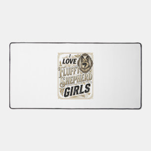 German Shepherd Girl Shirt Vintage Engraving Dog L Desk Mat