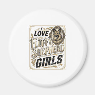 German Shepherd Girl Shirt Vintage Engraving Dog L Magnet