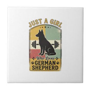 German Shepherd Girl Vintage Dog Lover Shirt Desig Ceramic Tile