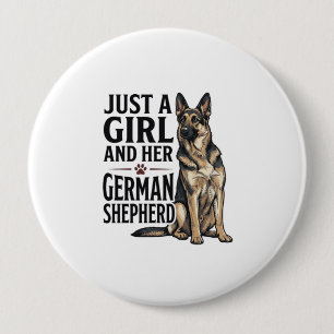 German Shepherd Girl Vintage Engraving Dog Lover D 10 Cm Round Badge