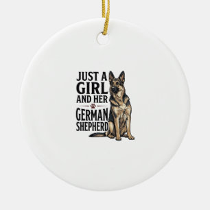German Shepherd Girl Vintage Engraving Dog Lover D Ceramic Ornament