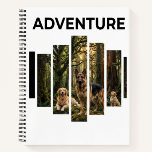 German Shepherd,Golden Retriever Forest Adventure Notebook