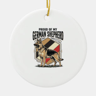 German Shepherd Graphic Vintage Engraving Dog Love Ceramic Ornament