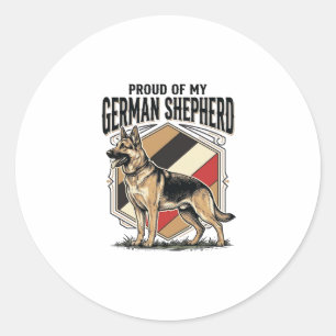German Shepherd Graphic Vintage Engraving Dog Love Classic Round Sticker