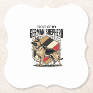 German Shepherd Graphic Vintage Engraving Dog Love Paper Coaster