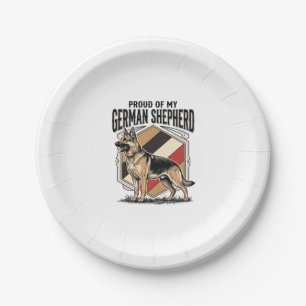 German Shepherd Graphic Vintage Engraving Dog Love Paper Plate