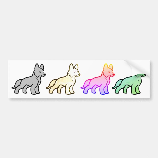 German SHepherd Grey Cartoon Bumper Sticker (Front)