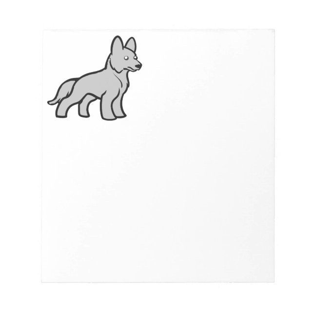 German SHepherd Grey Cartoon Notepad (Front)