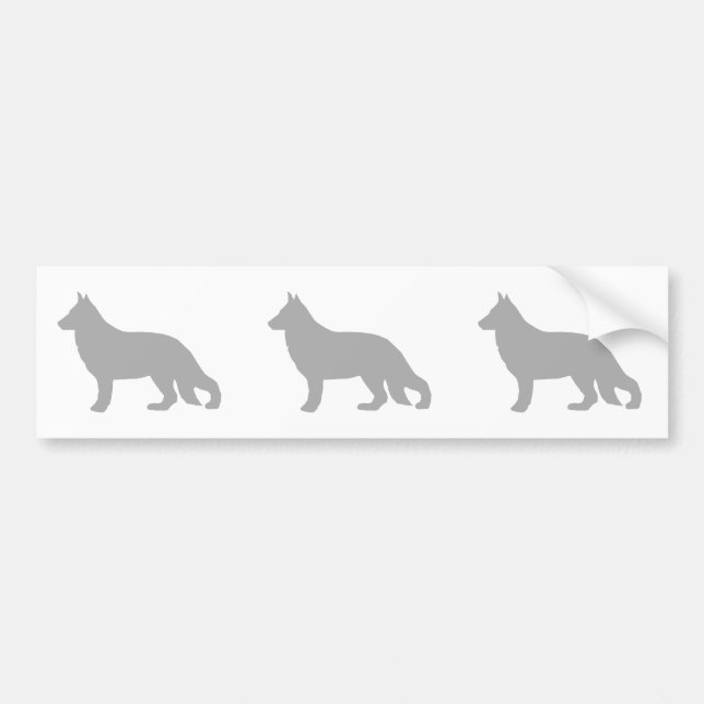 German Shepherd Grey Silhouette Bumper Sticker (Front)