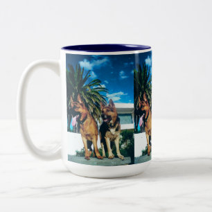 german shepherd group Two-Tone coffee mug