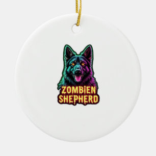 German Shepherd GSD Shep Zombie Dog Halloween Esse Ceramic Ornament