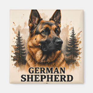 German Shepherd Guardian Dog Portrait Artwork Magnet
