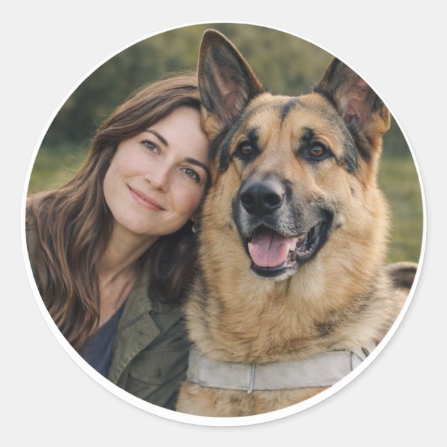 German Shepherd Guide Dog Partnership – Woman Classic Round Sticker (Front)