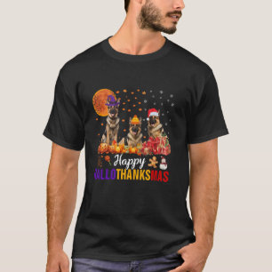 German Shepherd Hallothanksmas Halloween Thanksgiv T-Shirt