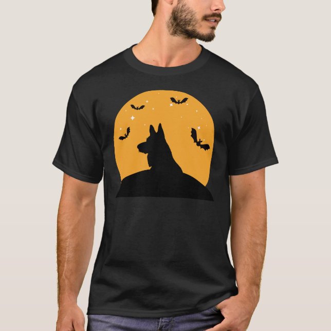German Shepherd Halloween Design T-Shirt (Front)