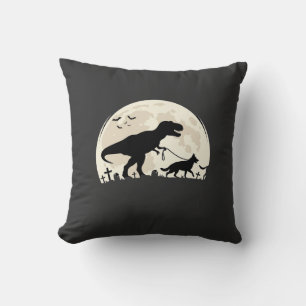 German Shepherd Halloween Dinosaur Moon Silhouette Cushion