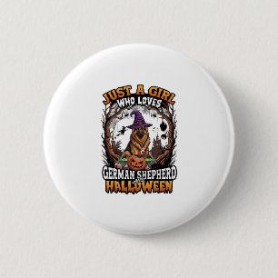 German Shepherd Halloween Dog Witch Hat Pumpkin_1 6 Cm Round Badge