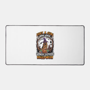 German Shepherd Halloween Dog Witch Hat Pumpkin_1 Desk Mat