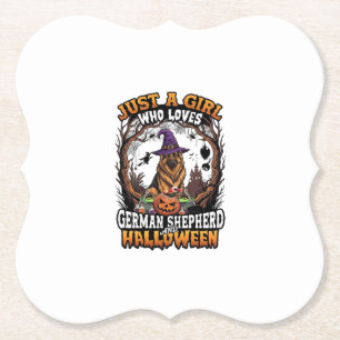 German Shepherd Halloween Dog Witch Hat Pumpkin_1 Paper Coaster
