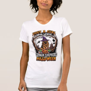 German Shepherd Halloween Dog Witch Hat Pumpkin_1 T-Shirt