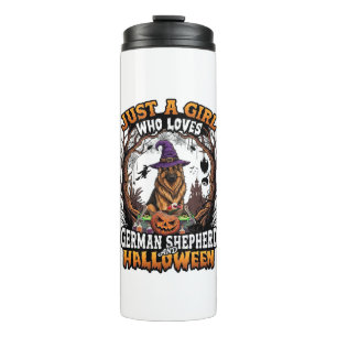 German Shepherd Halloween Dog Witch Hat Pumpkin_1 Thermal Tumbler
