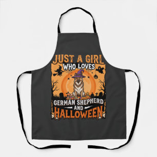 German Shepherd Halloween Girl Witch Dog Design Apron