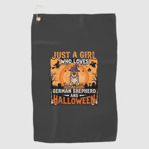 German Shepherd Halloween Girl Witch Dog Design Golf Towel