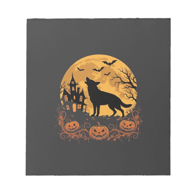German Shepherd Halloween Moon Pumpkin Design_1 Notepad (Front)
