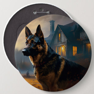 German Shepherd Halloween Scary 6 Cm Round Badge