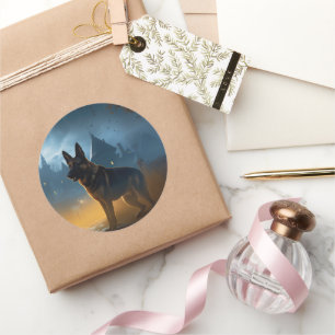 German Shepherd Halloween Scary Classic Round Sticker