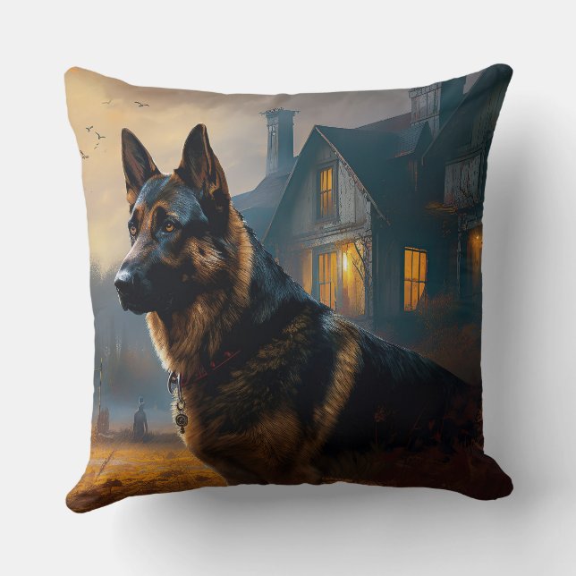 German Shepherd Halloween Scary Cushion (Back)