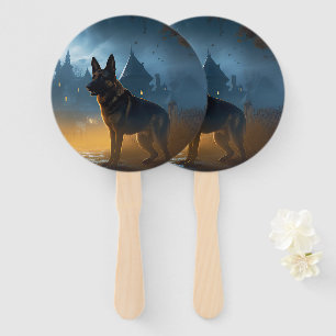 German Shepherd Halloween Scary Hand Fan