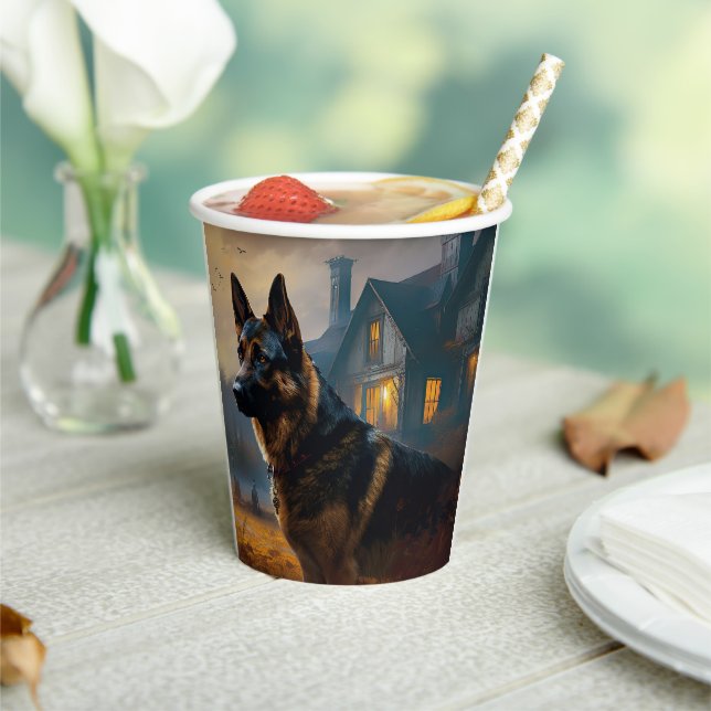 German Shepherd Halloween Scary Paper Cups (Insitu)