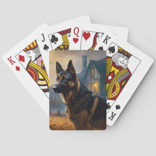 German Shepherd Halloween Scary Playing Cards (Back)
