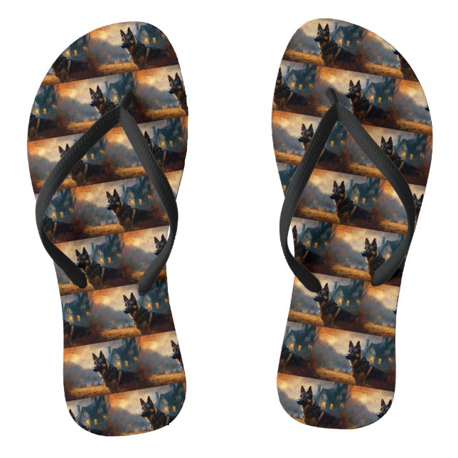 German Shepherd Halloween Scary Thongs (Footbed)