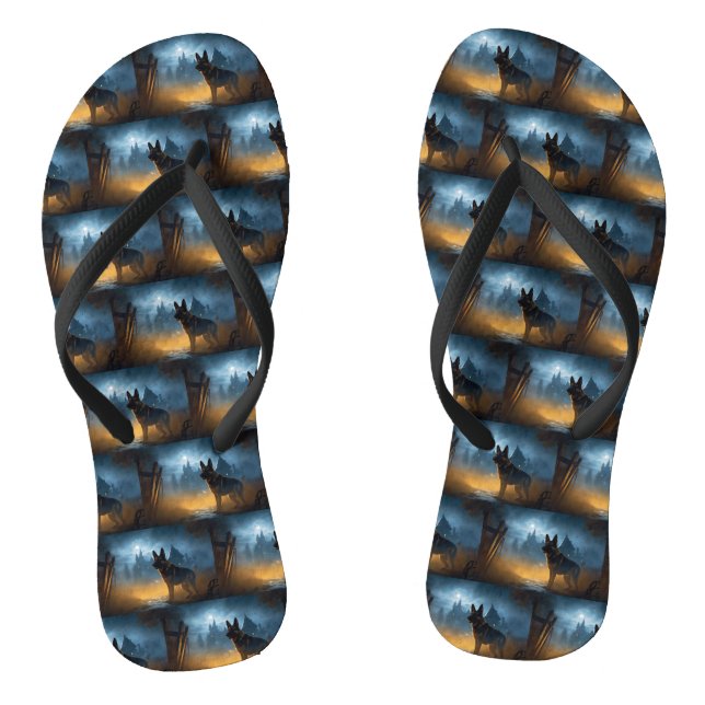 German Shepherd Halloween Scary Thongs (Footbed)
