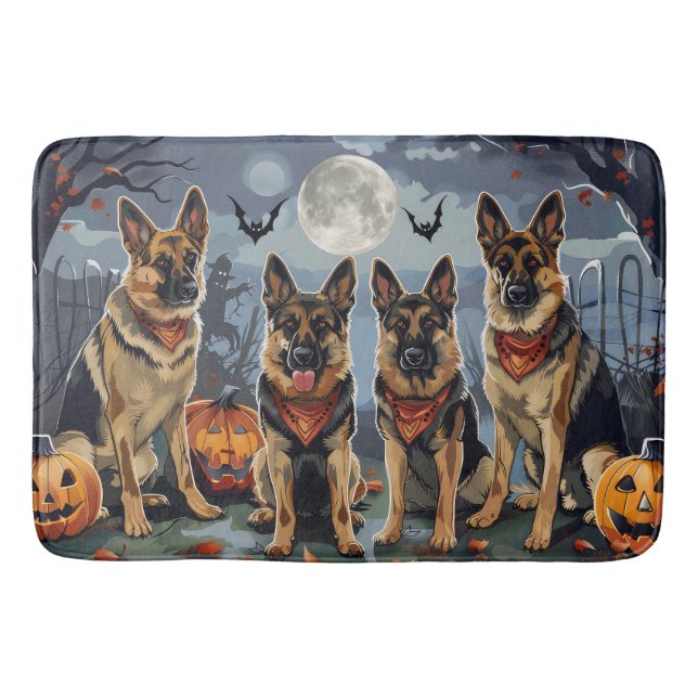 German Shepherd Halloween Spooky Bath Mat (Front)
