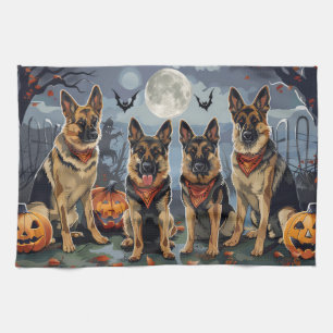 German Shepherd Halloween Spooky Tea Towel