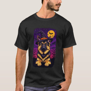 German Shepherd Halloween Witch Hat T-Shirt