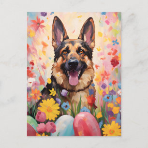 German Shepherd Happy Easter Postcard